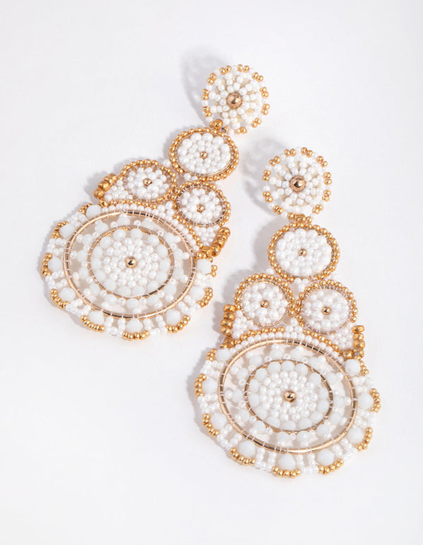 Beaded Statement Doily Drop Earrings