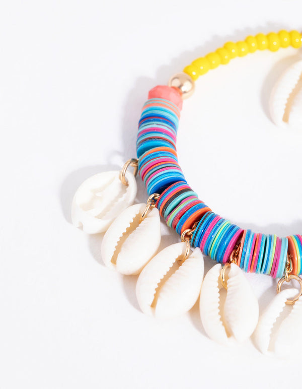 Beaded Shell Tassel Drop Earrings