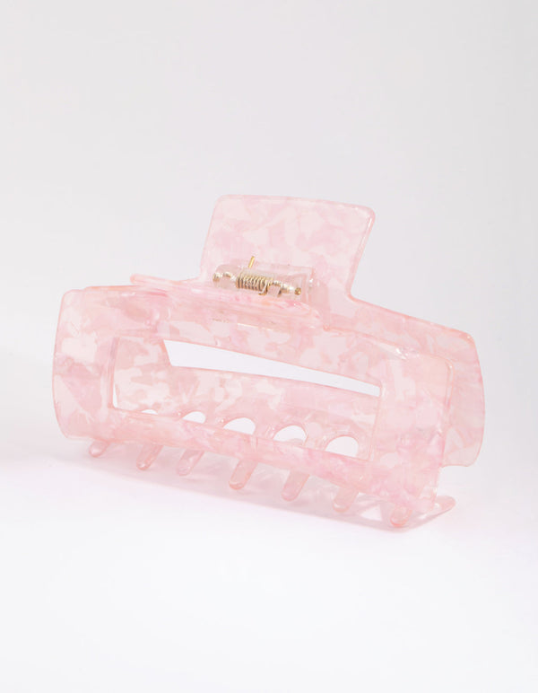 Rectangular Marbled Pink Acrylic Claw