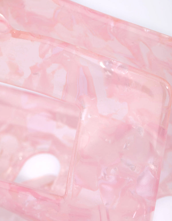 Rectangular Marbled Pink Acrylic Claw