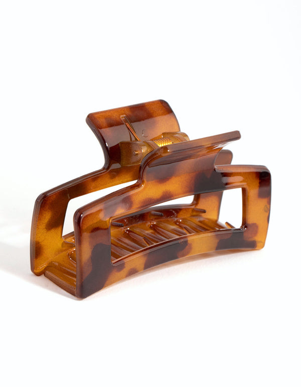 Brown Plastic Rectangle Outline Claw