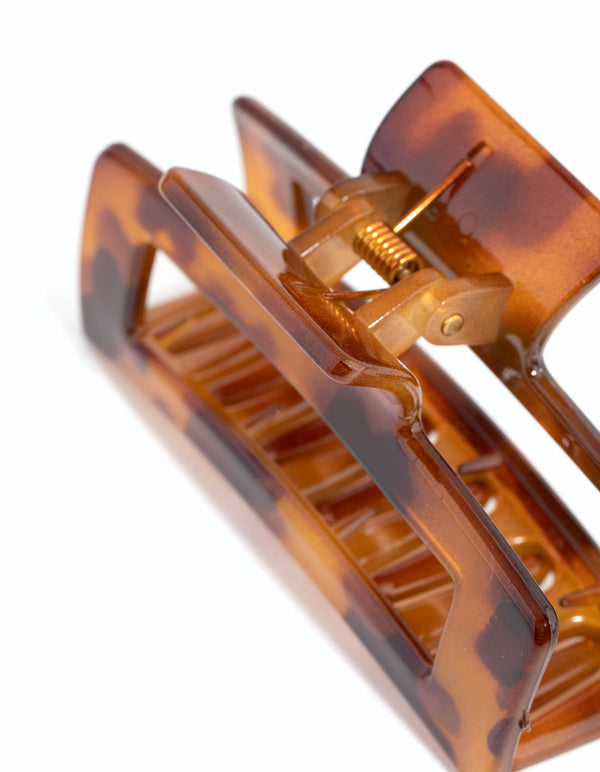 Brown Plastic Rectangle Outline Claw