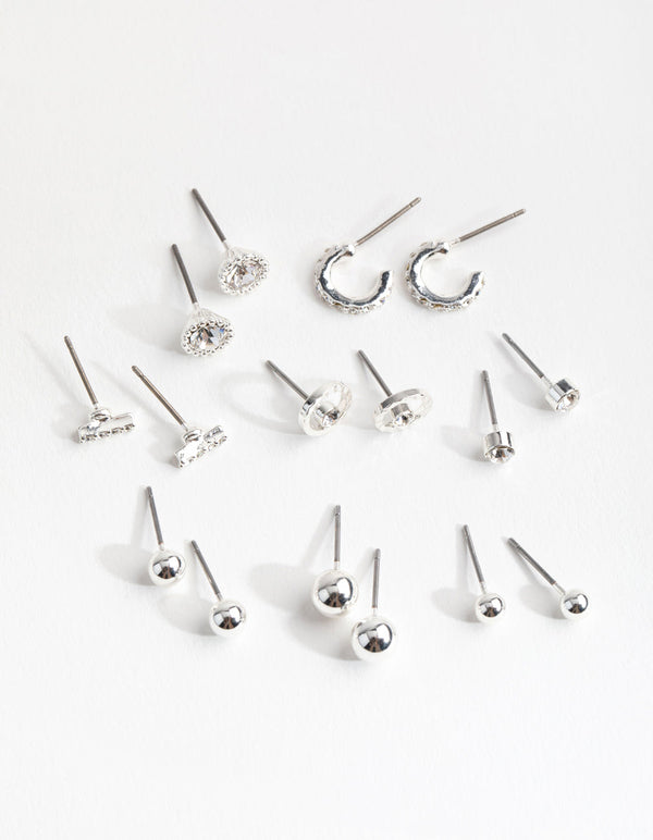 Silver Mini Hoop and Stud 8-Pack Earring