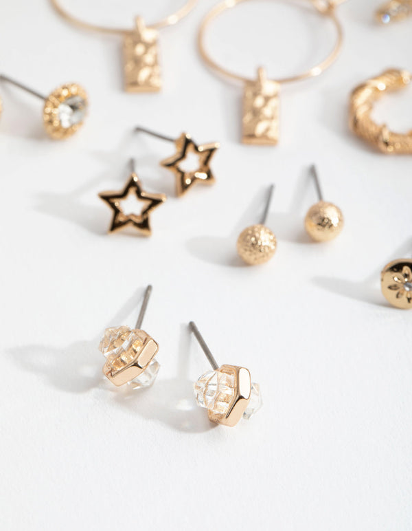 Gold Hoop and Bee 8-Pack Earring