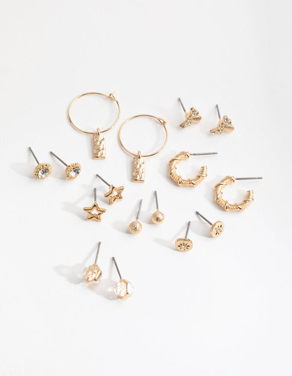 Gold Hoop and Bee 8-Pack Earring