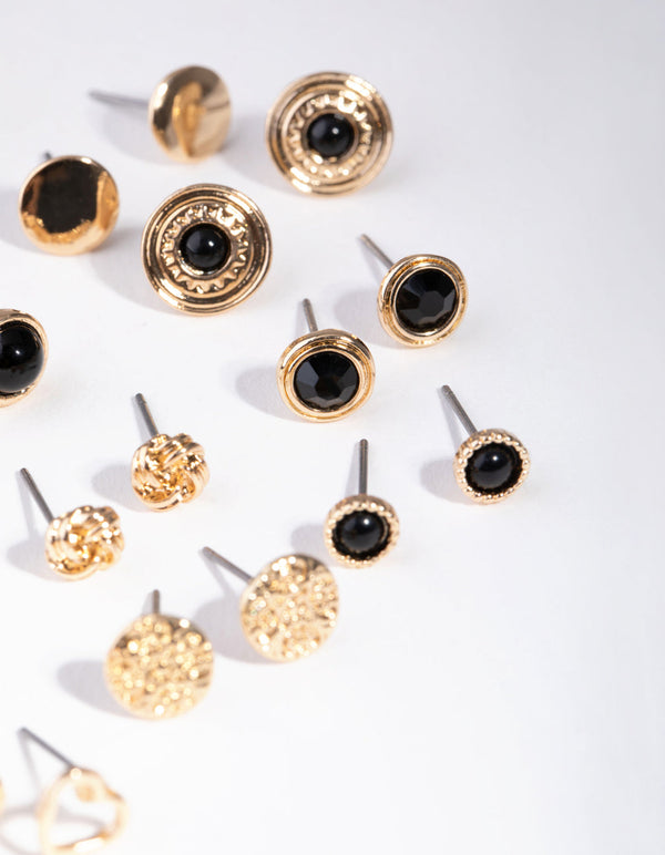 Gold Love Big Stud 8-Pack Earring