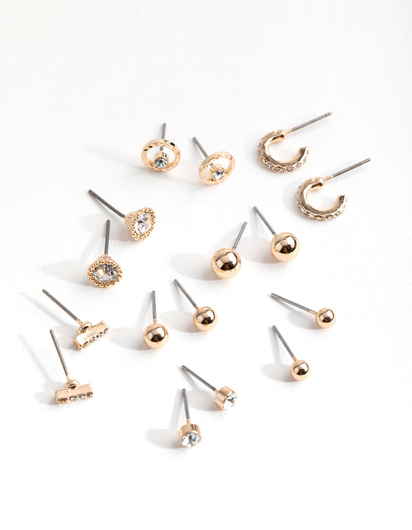 Gold Mini Hoop and Stud 8-Pack Earring