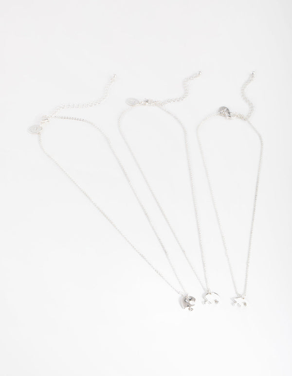 Silver Puzzle 3-Pack Necklace