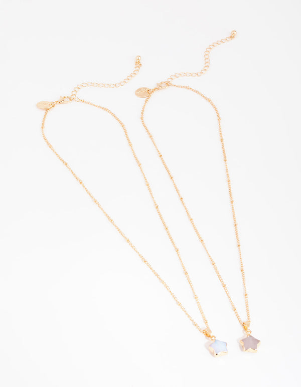 Gold Semi-Precious Star 2-Pack Necklaces