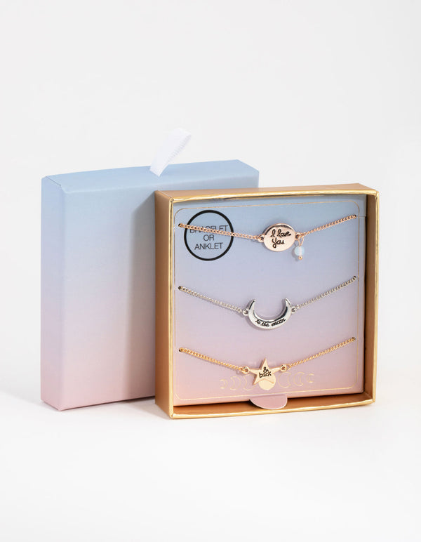 Mixed Metal Love to the Moon 3-Pack Bracelets