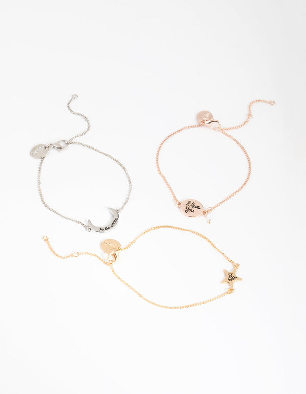 Mixed Metal Love to the Moon 3-Pack Bracelets