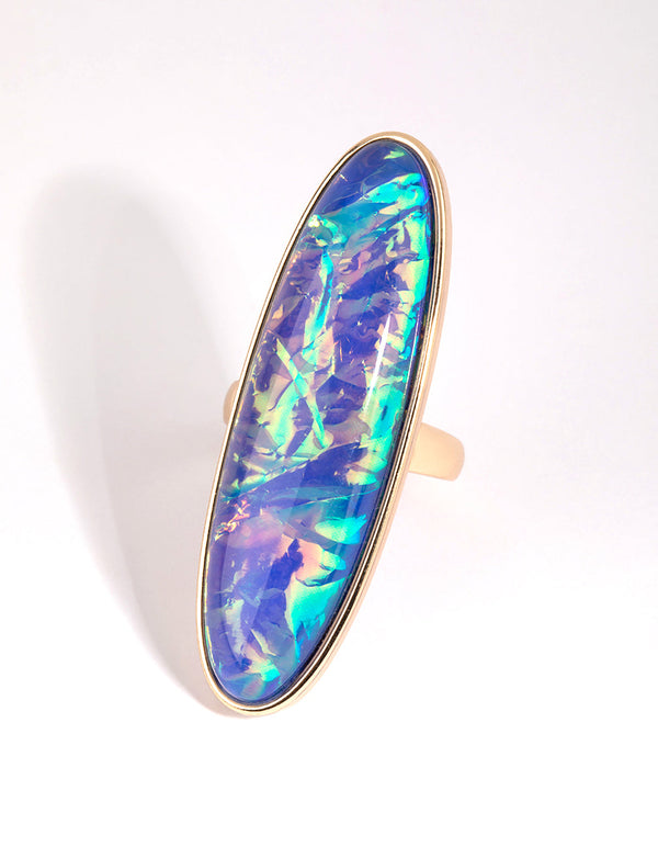 Gold Long Oval Ring