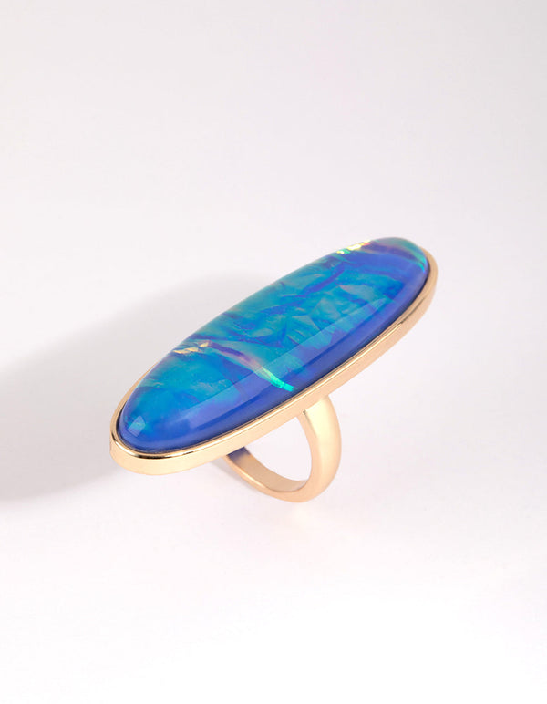 Gold Long Oval Ring