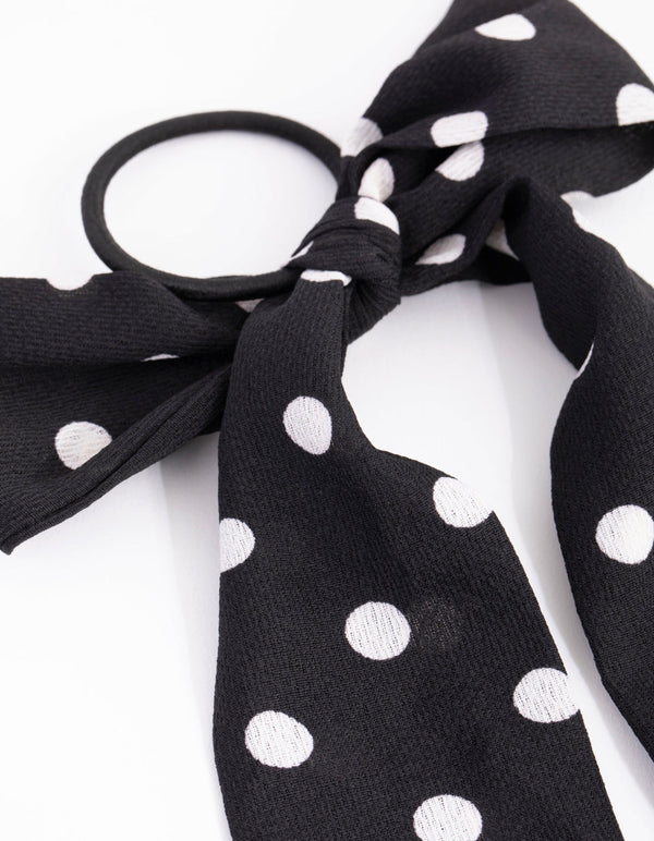 Long Spot Bow Hair Tie