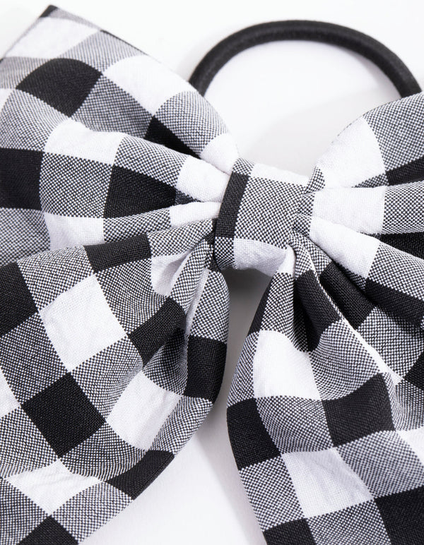 Gingham Long Bow Hair Tie