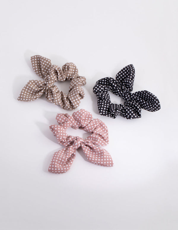 Spotty Bunny Ear Scrunchie 3-Pack