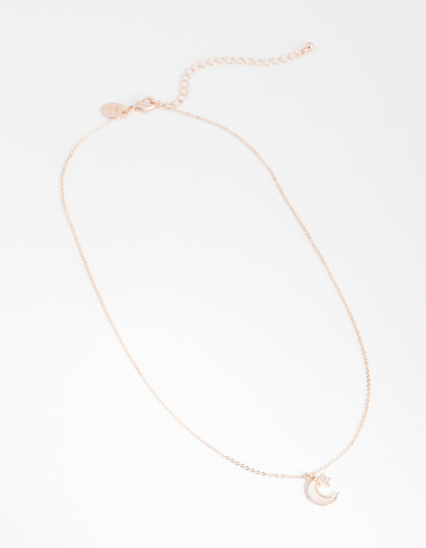 Rose Gold Moon and Star Necklace