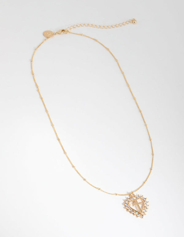 Gold Cross My Heart Necklace