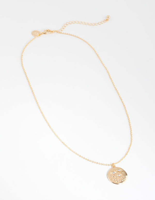 Gold Star Disc Necklace