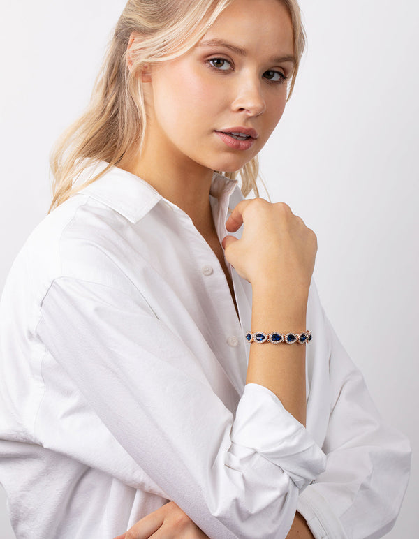 Rose Gold Classic Pear Halo Bracelet