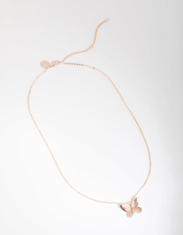 Rose Gold Plated Butterfly Charm Necklace