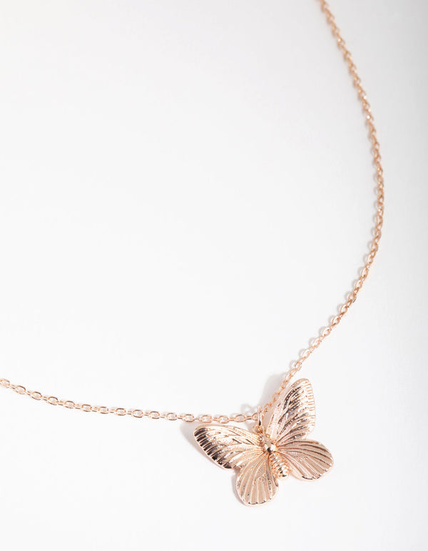 Rose Gold Plated Butterfly Charm Necklace