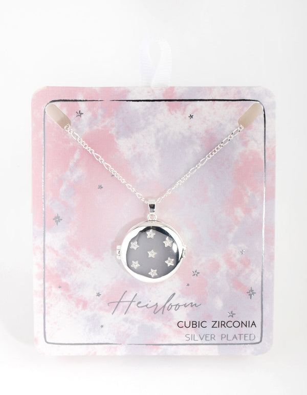 Cubic Zirconia Star Locket Necklace