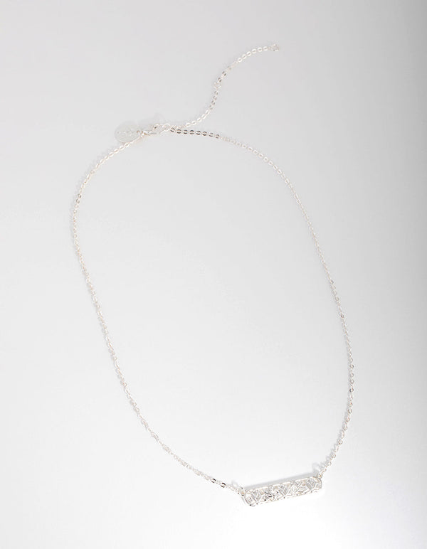 Silver Plated Flower Bar Necklace