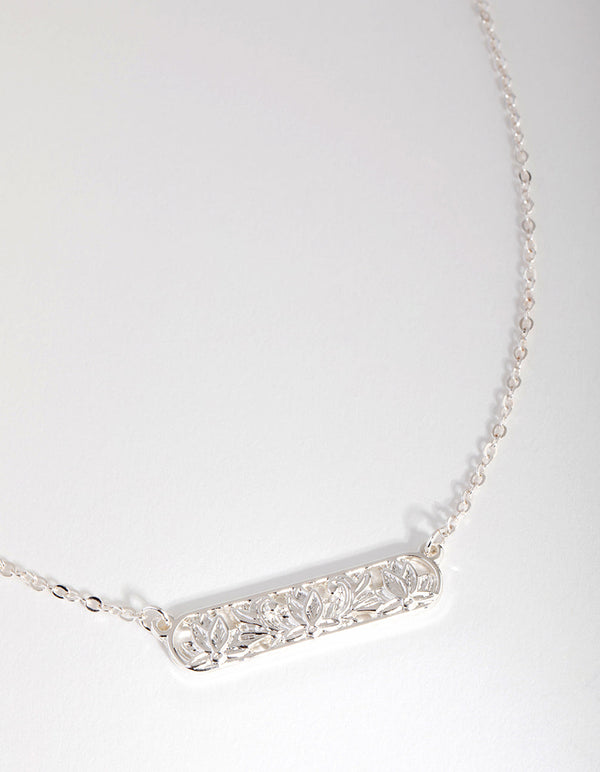 Silver Plated Flower Bar Necklace