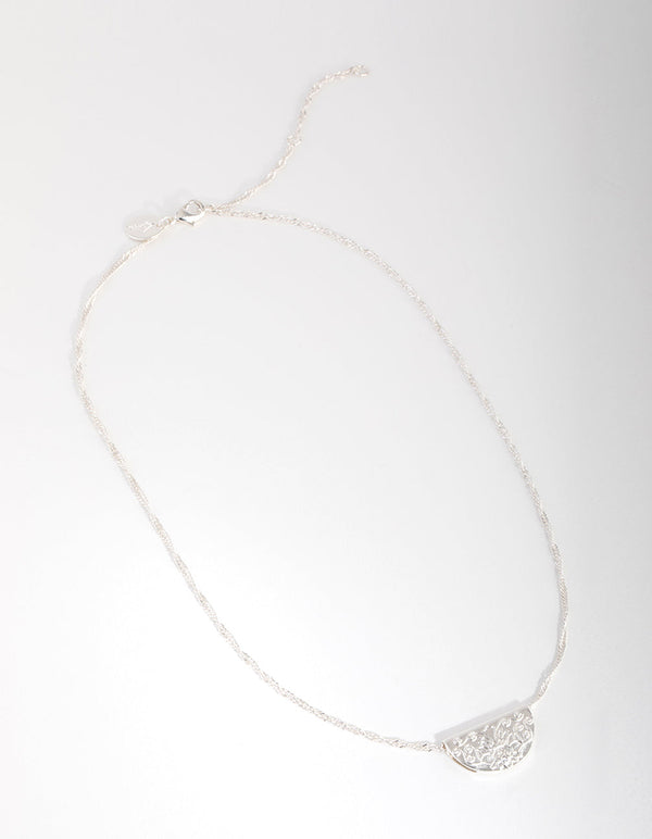 Silver Plated Cubic Zirconia Half Circle Necklace