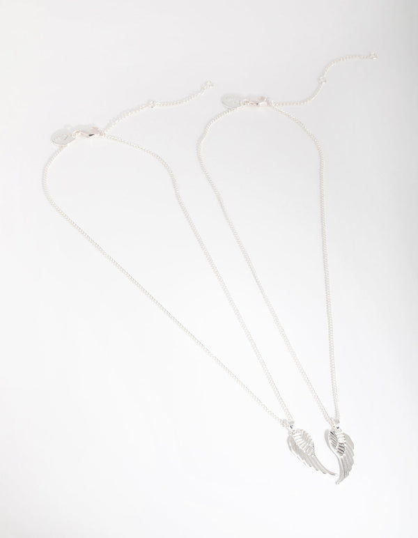 Silver Plated Angel Wings Necklace Set