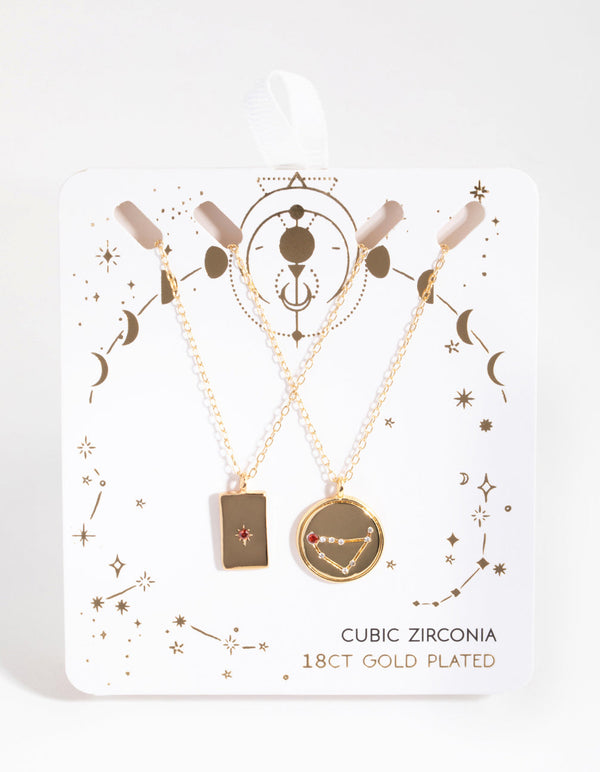 18ct Gold Plated Cubic Zirconia Capricorn Necklace Set