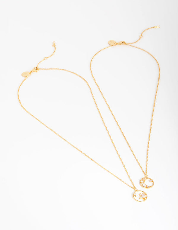 18ct Gold Plated Cubic Zirconia Mixed Cut Out Necklace Set