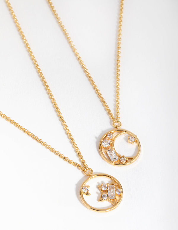 18ct Gold Plated Cubic Zirconia Mixed Cut Out Necklace Set