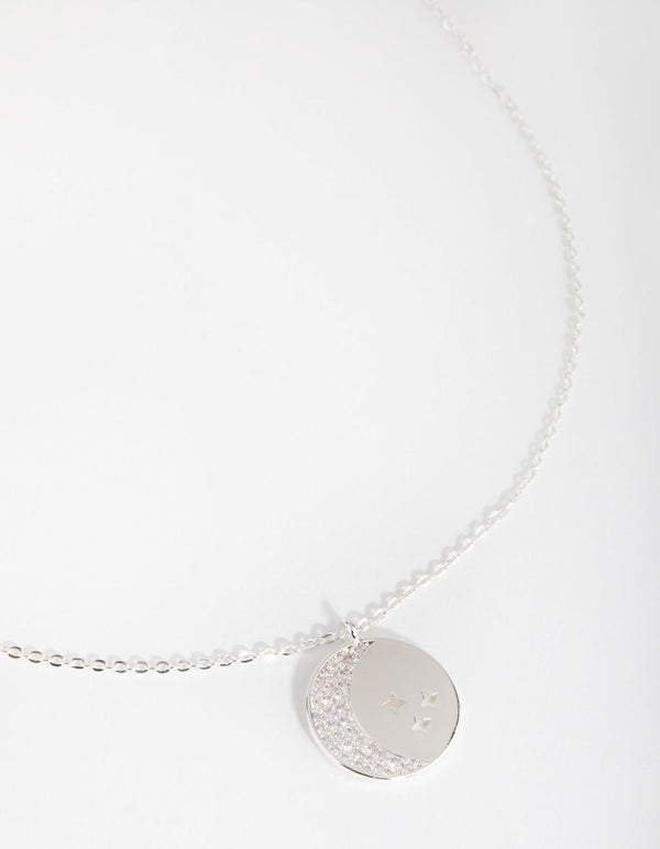 Silver Plated Half Moon Coin Necklace