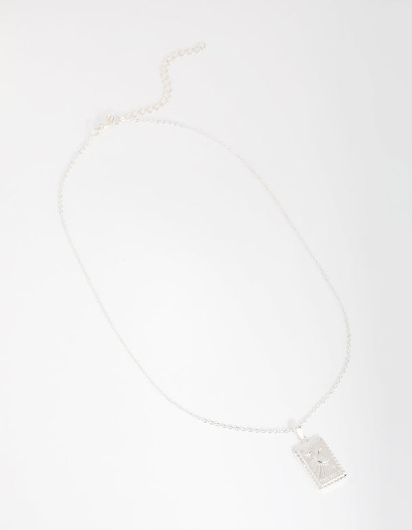 Silver Plated Moon Card Necklace