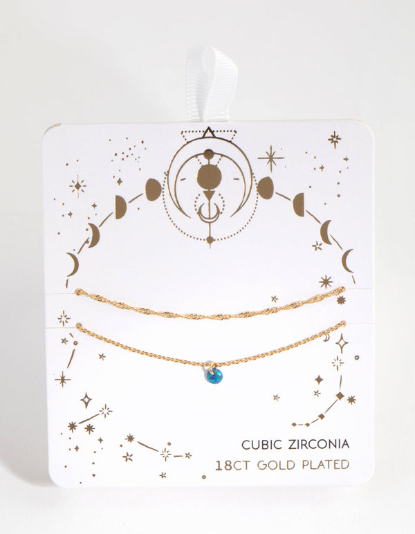 18ct Gold Plated October Opal Bracelet Set