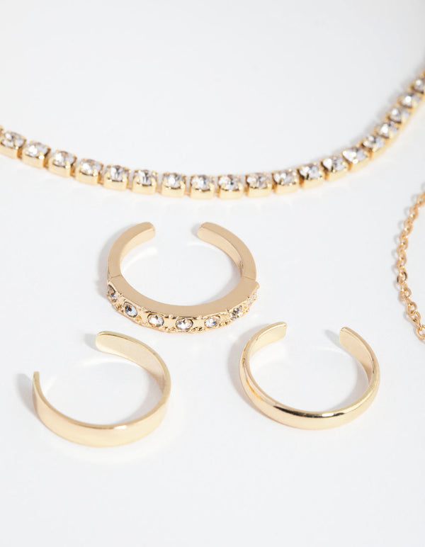 Gold Moon Anklet and Toe Ring 6-Pack