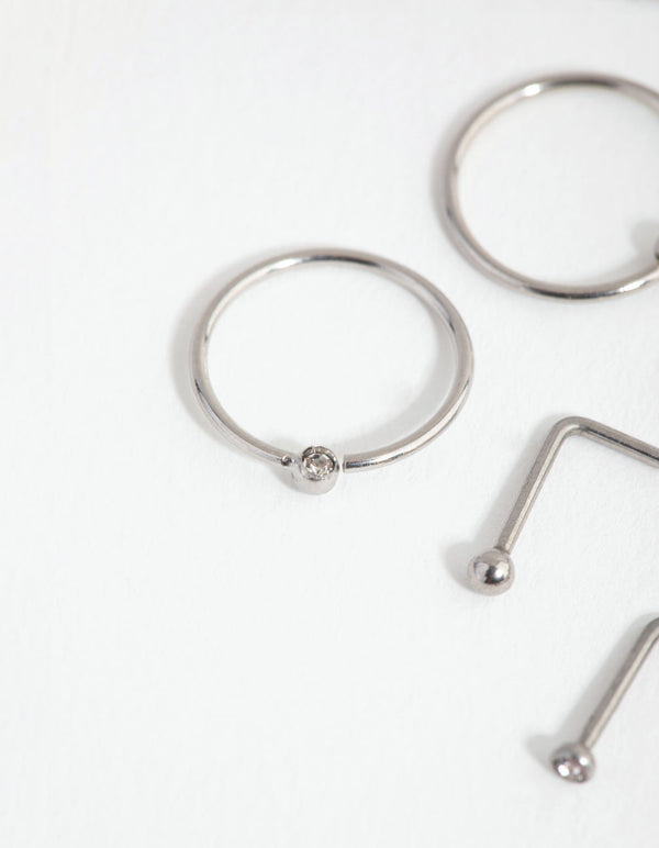 Rhodium Flower & Bee Nose 6-Pack
