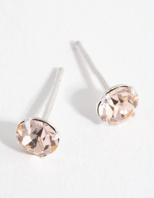 Sterling Silver Silk Diamond Simulant Stud Earrings