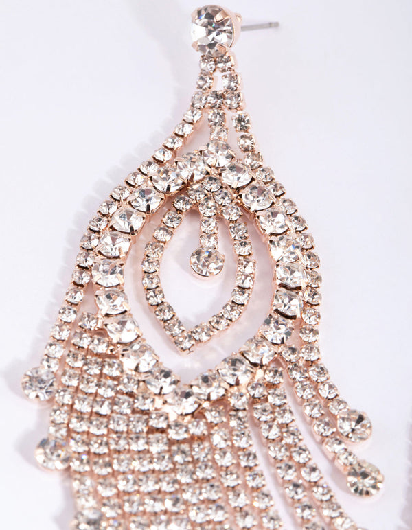 Rose Gold Statement Cupchain Tassel Earrings