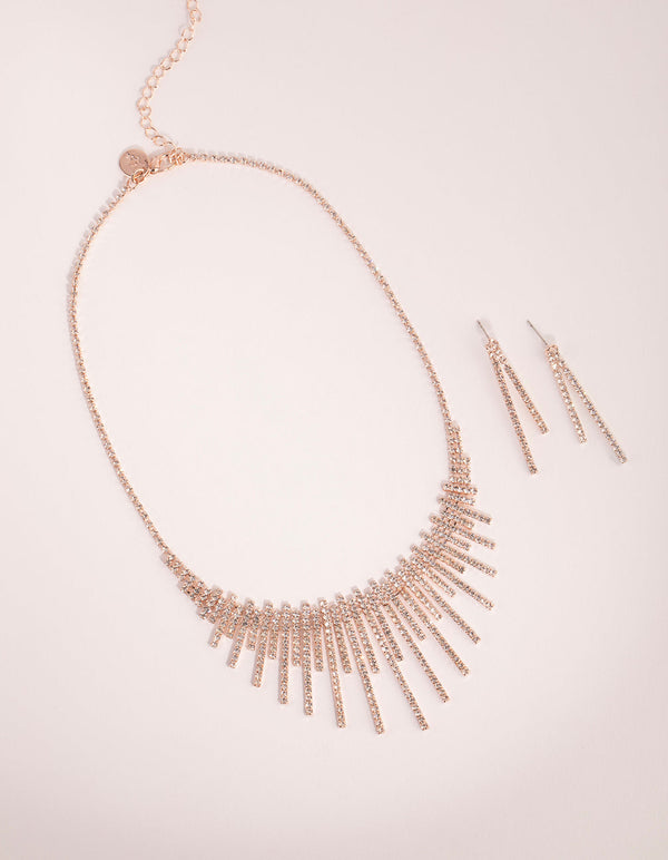 Rose Gold Statement Cupchain Earring and Necklace Set