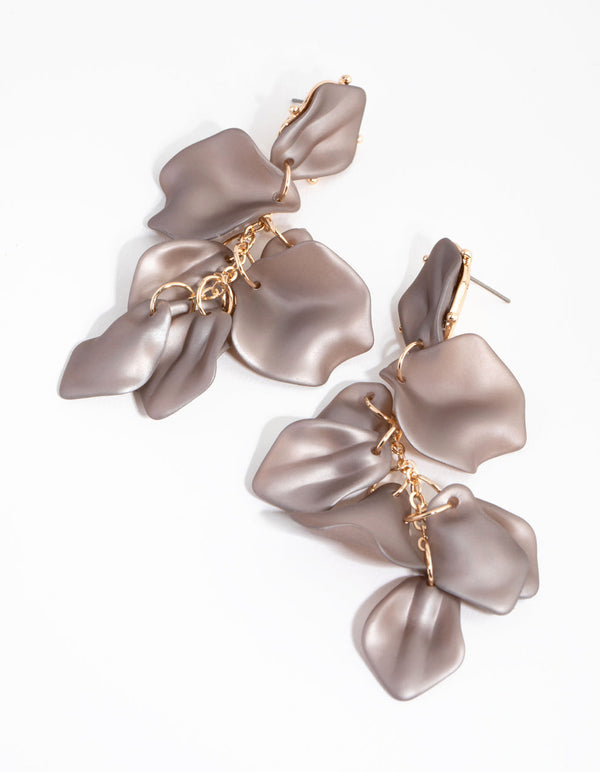 Matte Lilac Petal Drop Earrings