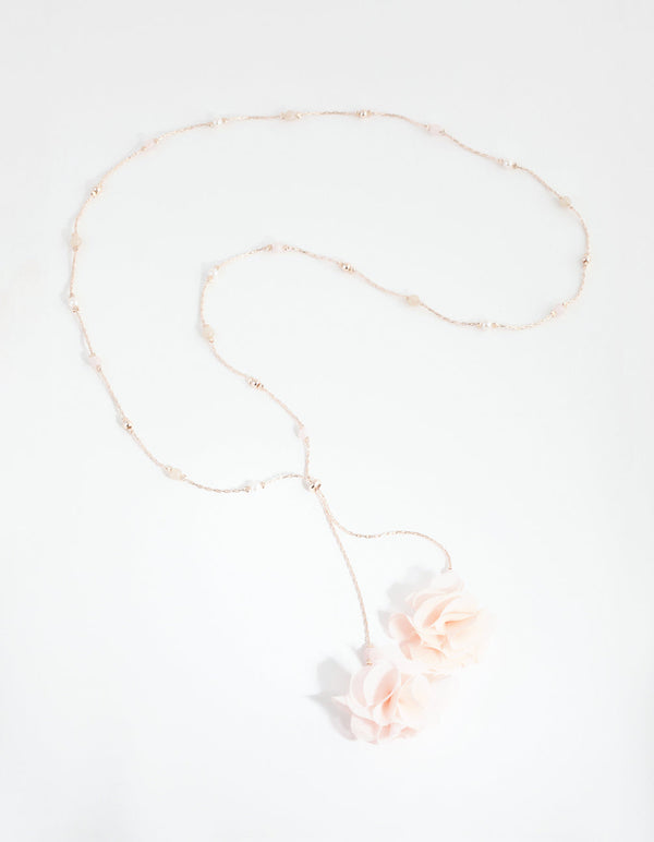 Rose Gold Bead and Flower Toggle Necklace