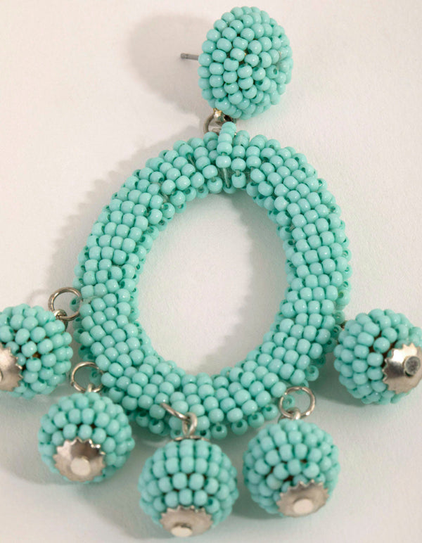 Oval Sead Bead Drop Earrings