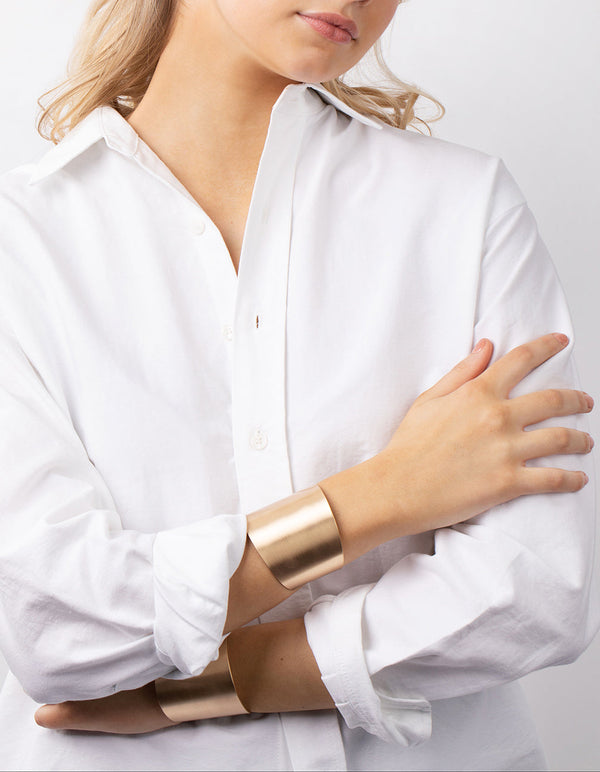 Gold Thick Double Cuff Bracelet