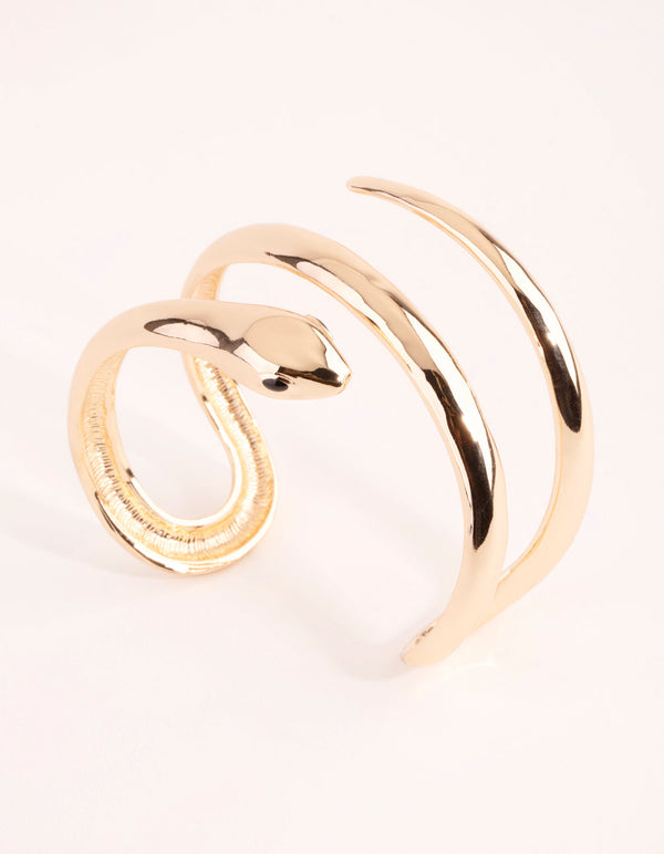 Gold Wrap Snake Cuff Bracelet