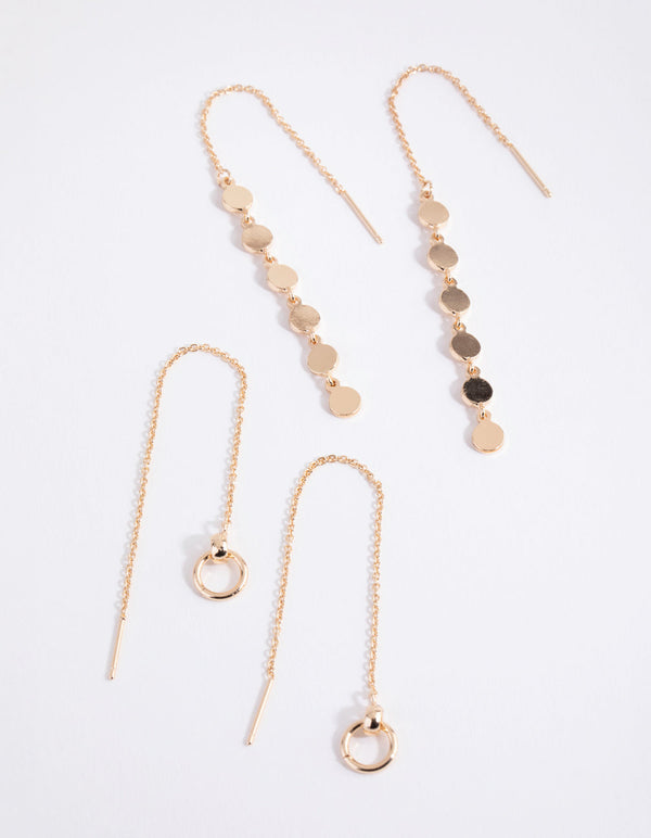 Gold Circle and Disc Earring Set