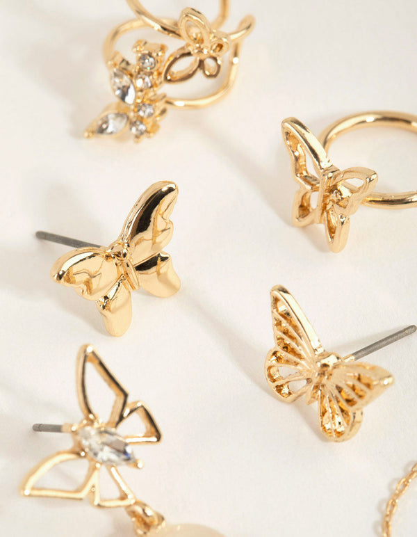 Gold Multi Butterfly Earring Pack