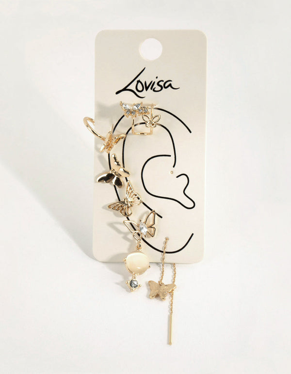 Gold Multi Butterfly Earring Pack